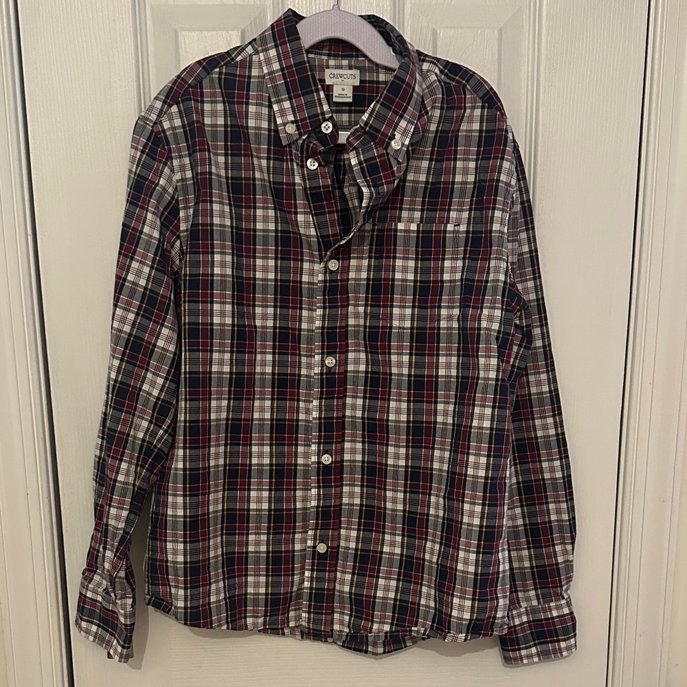 JCrew factory boys size 12 plaid button down shirt